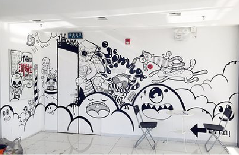 含山手绘墙并非传统涂鸦。